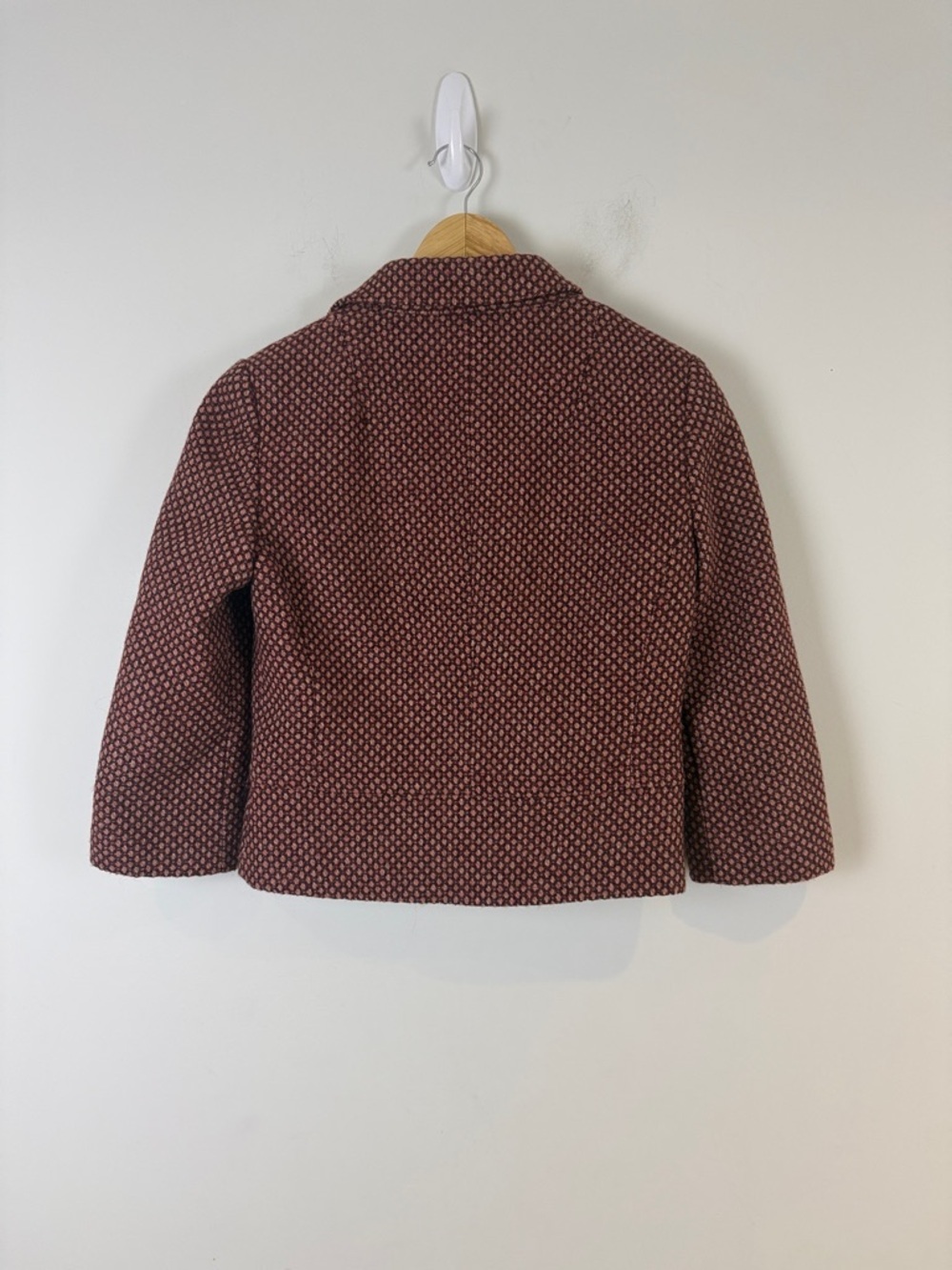 Club Monaco Women's Textured Burgundy-Patterned Blazer Size 2 - Picture 3 of 7
